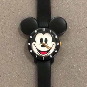 Disney Lorus Mickey Mouse Black Plastic Face Watch